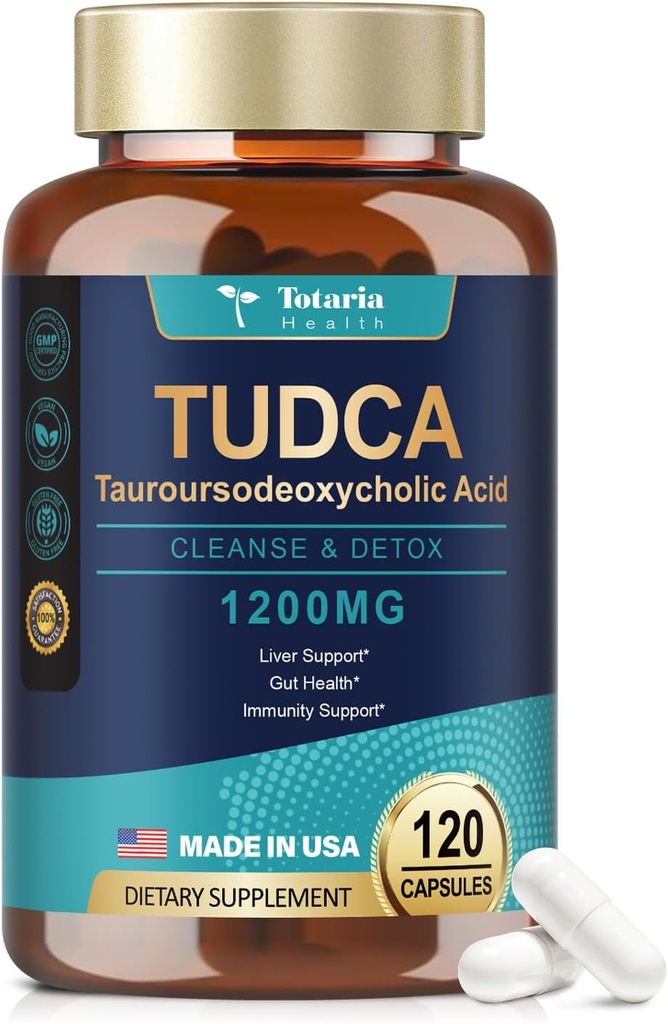 Totaria TUDCA Bile Salts Liver 支持补编 1200mg, 120 Capsules, 1200mg per service, Liver and Gallbladder 支持补编, Premium 质量