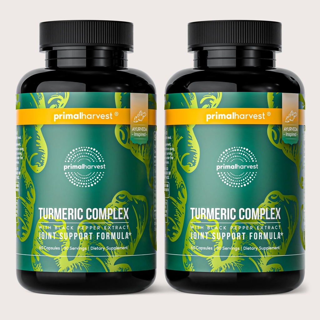 原始收获2包,Primal Turmeric Complex w/Black Pepper 提取,男女联合和流动支助补编,120卡普勒