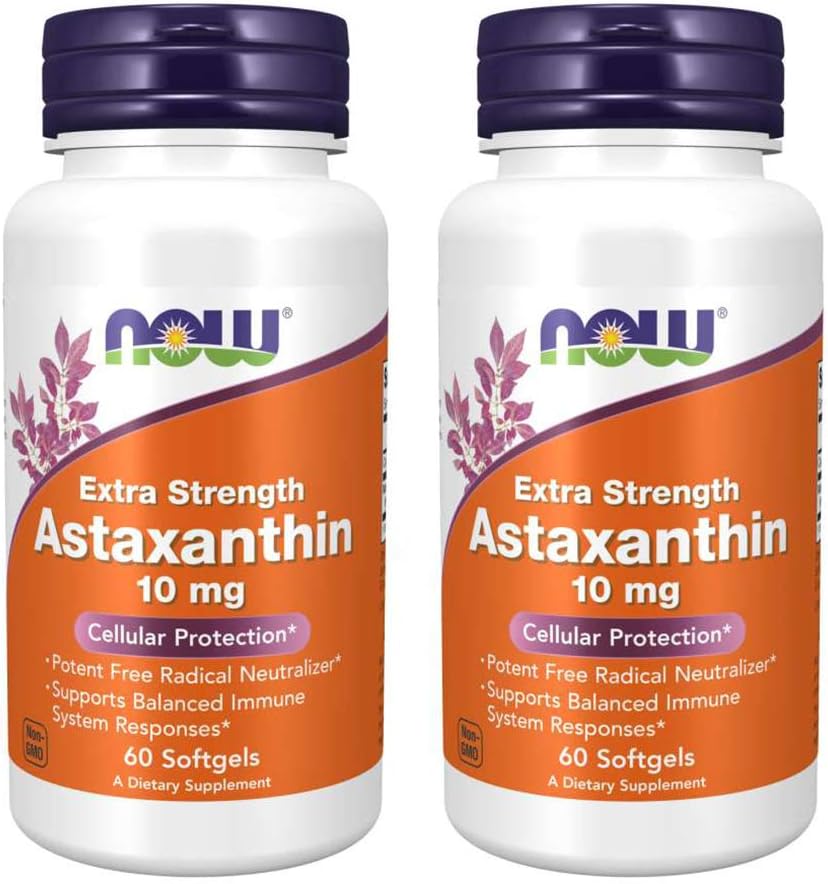 Nows Foods Astaxanthin 10mg 60 SoftGels (2 Pack) (英语).