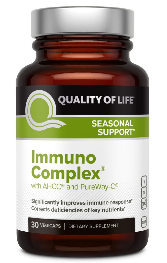 Quality of Life Immuno Complex – Includes AHCC Mushroom Extract, Vitamin C, Vitamin D3, Copper, Zinc