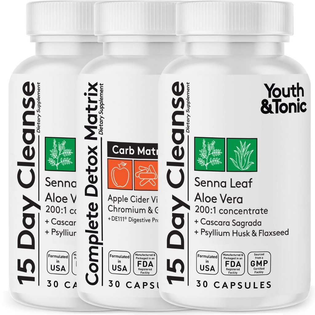 青春与托尼奇 Extra Colon Cleanser 和 完全解毒母体 + laxatives Fibers ACV Glucomannan → 浪费损失, 打破高原, 布洛廷