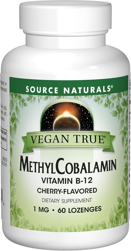 资料来源:Naturals Vegan Methyl Cobalamin,维生素B-12樱桃裂肉补充剂,1 Mg - 60 Lozenges