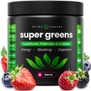 超绿色粉,40+ 有机超食品,Probiotics & Ezymes for Energy, Digestion, Gut Health & Bloating QQ 有机水果和蔬菜饮料混合,每日绿汁滑冰,菠菜,Noni Plus