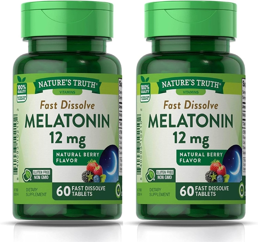 自然真理(Melatonin) 12 mg,自然贝里弗拉沃尔,60 Counter, multi(Pack of 2) 自然贝里弗拉沃尔(Natural Berry Flavor,60 Counter,60 Counter, Multi(Pack of 2)) 自然贝里弗拉沃尔(Natural Berry Flavor) 自然贝里弗拉沃尔(Natural Berry Flavor,60 Counter,60 Counter,Multi(Pack of 2)