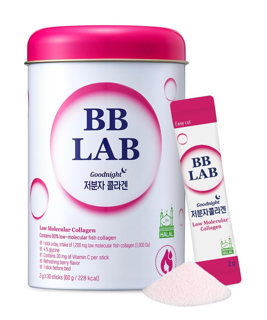 BB LAB Good night 低分子凝胶粉棒补充剂 Halal认证 韩国海军陆战队凝胶 鱼凝胶 Peptides 维生素C Glycine 快速吸收 Mix Berry Flavor