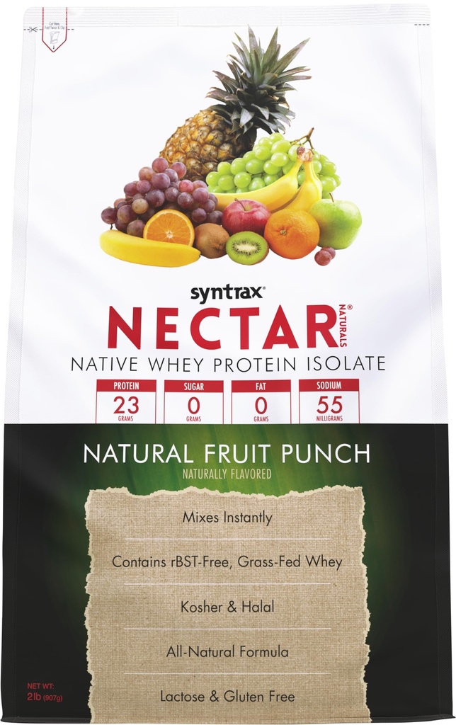 Syntrax Nectar Naturals, All Natural Whey 蛋白质单质, 平滑和汁液, 天然果汁, 2磅.