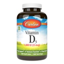 Carlson - 维生素D3,1000 IU(25 mcg),Bone Health,肌肉健康,Colecalciferol,维生素D补充剂,维生素D3软宝石,360软胶