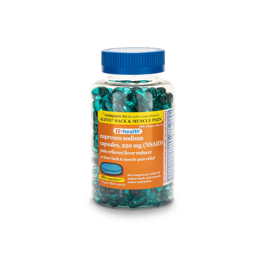 A+Health Naproxen Sodium 220 Mg 液态盖尔斯背部和肌肉疼痛,疼痛救生剂/减压剂(NSAID),180 Counter