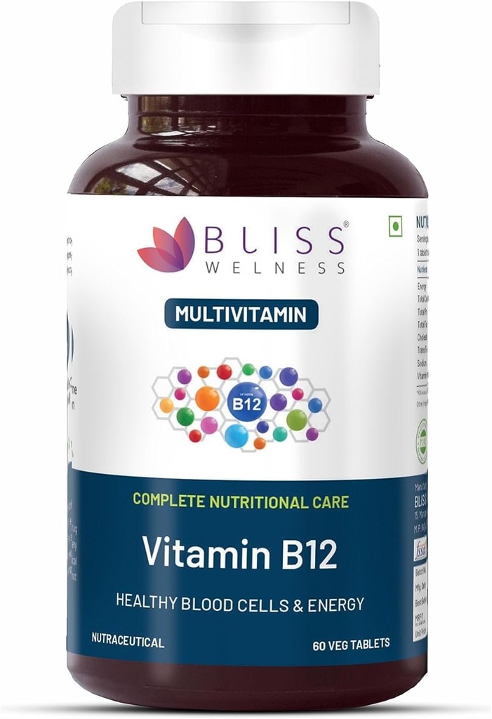 维生素B12 100% RDA, Cynocobalamine, Boost 能量水平 健康神经系统功能补充 男女-60个植物药片