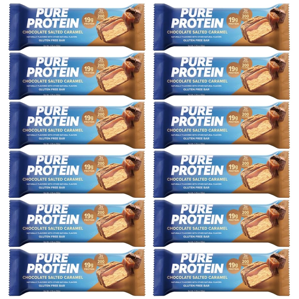纯蛋白棒 高蛋白 支持能量的营养小吃 1.75 oz 低糖 Gluten Free 12 Count 盐巧克力焦糖
