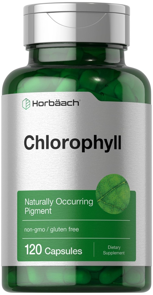 Horbäach Chlorophyll Capsules 120 Counter + N-GMO 和 Gluten 免费补充 → 自然产生的染料