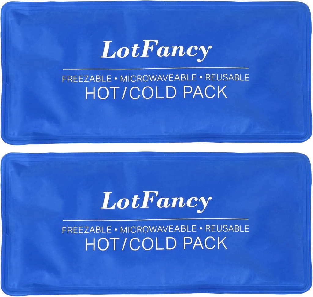 LotFancy Ice Pack for Injurys, pack of 2, FSA HSA 合格,可重复使用的热冷包用于治疗,冷却或加热垫用于急救,后肩颈部脚痛减轻,11×5英寸