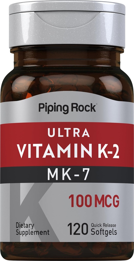 管道摇滚维生素K2 MK7 → 100 mcg → 120 Softgels → Non-GMO, Gluten 免费补充