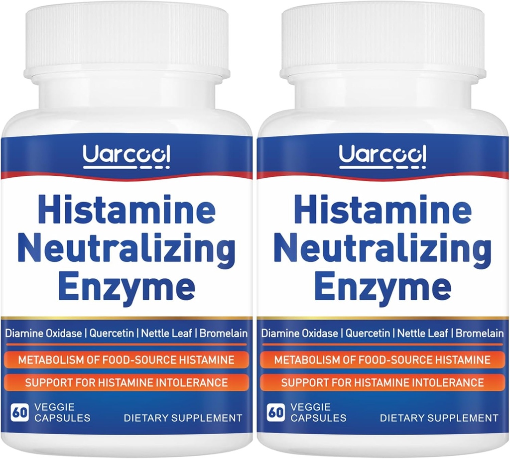 DAO Enzyme 补充 Histamine Diamine Oxidase 补充平滑文摘 - 美国制造 - 60 软胶(2瓶)