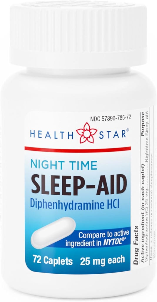 GeriCare Nighttime 二酚胺HCl 25 mg,睡眠援助卡片,72 Counters (Pack of 1)