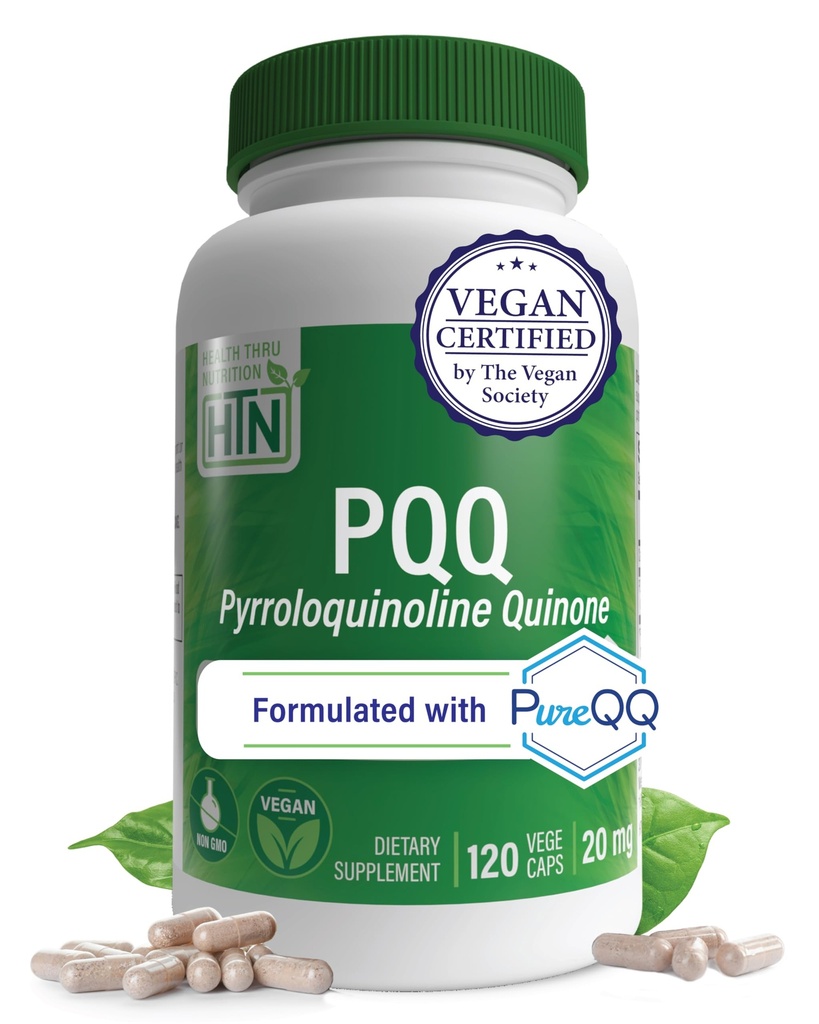 健康营养PQQ 20mg 120 服务皮尔罗切诺林·奎诺内作为纯QQ 推动Mitochondrial Biogenics + 认证 Vegan + N-GMO Gluten So Free Capsules → 清洁标签PQQ 补编
