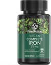 Plant Fusion Vegan 铁辅料,来自Premium Plant Profession 铁辅料,供男女使用(25毫克),Plus Folate & B12,90 Veggie Capsules