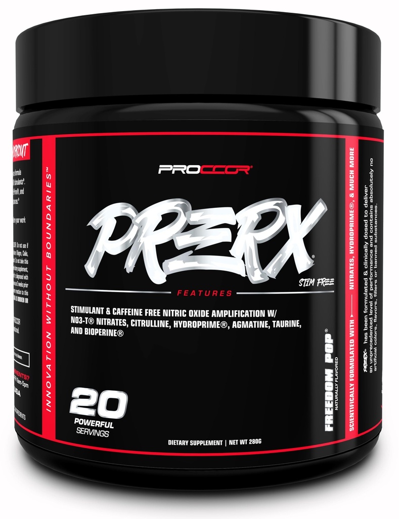 PreRx咖啡因自由版本 - 完全临床剂量,科学设定 性能预研用硝酸盐,自然裂解 - 20种服务(自由流行)