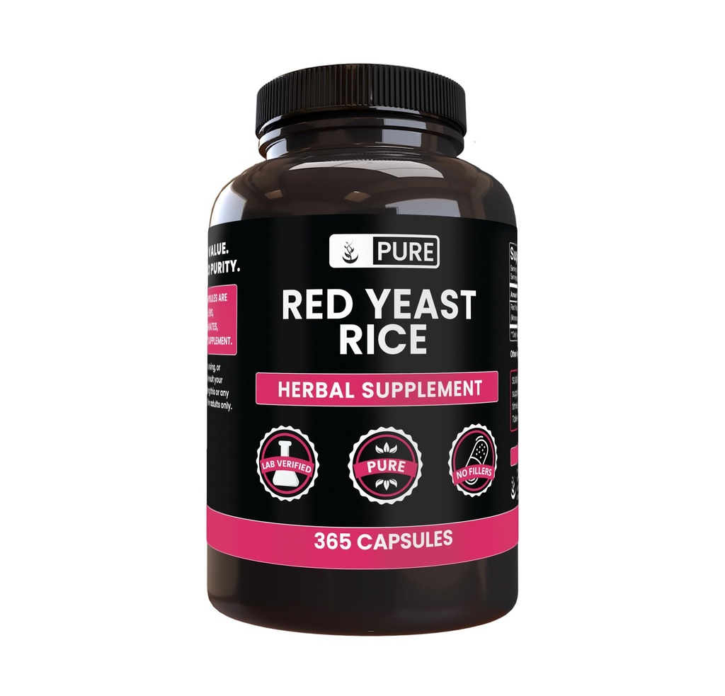 PURE ORIGINAL INGREDIENTS Red Yeast Rice (365 Capsules) No Magnesium Or Rice Fillers, Always Pure, Lab Verified