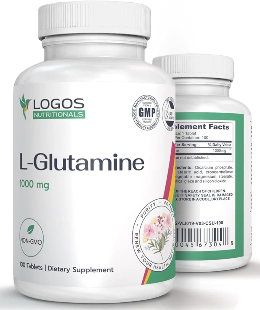 L Glutamine 1000 mg + 肌肉组织饮食补充 + 用于 Gut 健康和 L- Glutamine 和 Lining + 不受欢迎的药丸 (100 计数)