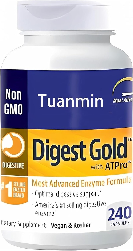 文摘 Gold + ATPro Enzyme 补编 - 文摘健康的最大强度公式 - 支持大餐文摘,帮助减少布洛丁和气体,240 Capsules