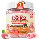 维生素D3 K2 Gummys 5000IU / 10,000 IU 配500mg 钙+ K2(MK-7) 200mcg, 镁,维生素C & Zinc, 超强 - 骨骼,肌肉,牙齿,维干, 60 Counter (Pack of 1).