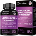 60 Quercetin 1000mg 锌 50mg 维生素 C 1000mg 维生素 D 5000IU 免疫系统支持补充 Echinacea Ginger Bromelain Sea Moss Garlic Nettle Vegan Capsules for Men and Women, 美国