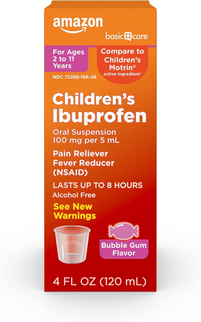 基本护理儿童Ibuprofen口服暂停,100mg, Bubblegum, 4 fl oz(包1)