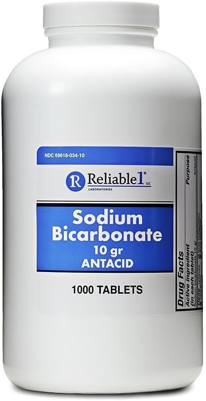 Bicarpate钠 650 mg 1000 Antacid 药片,用于缓解酸性消化不良,心脏灼伤,酸臭胃和上胃