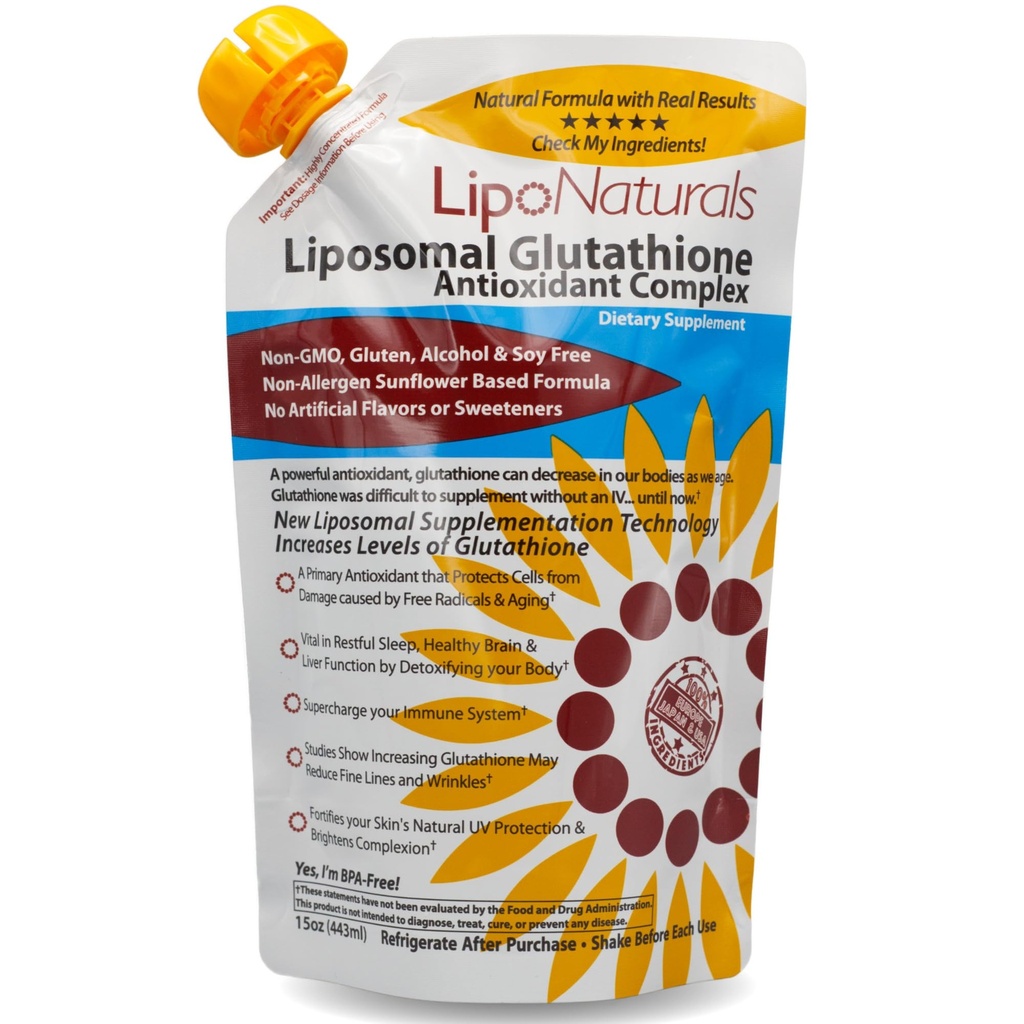 Lipo Naturals Liposomal Glutathione 复杂液体(30度) - 自然公式豁免+肝脏健康+抗衰老支持-维生素C - Vegan, China-Free (15oz / 443ml)
