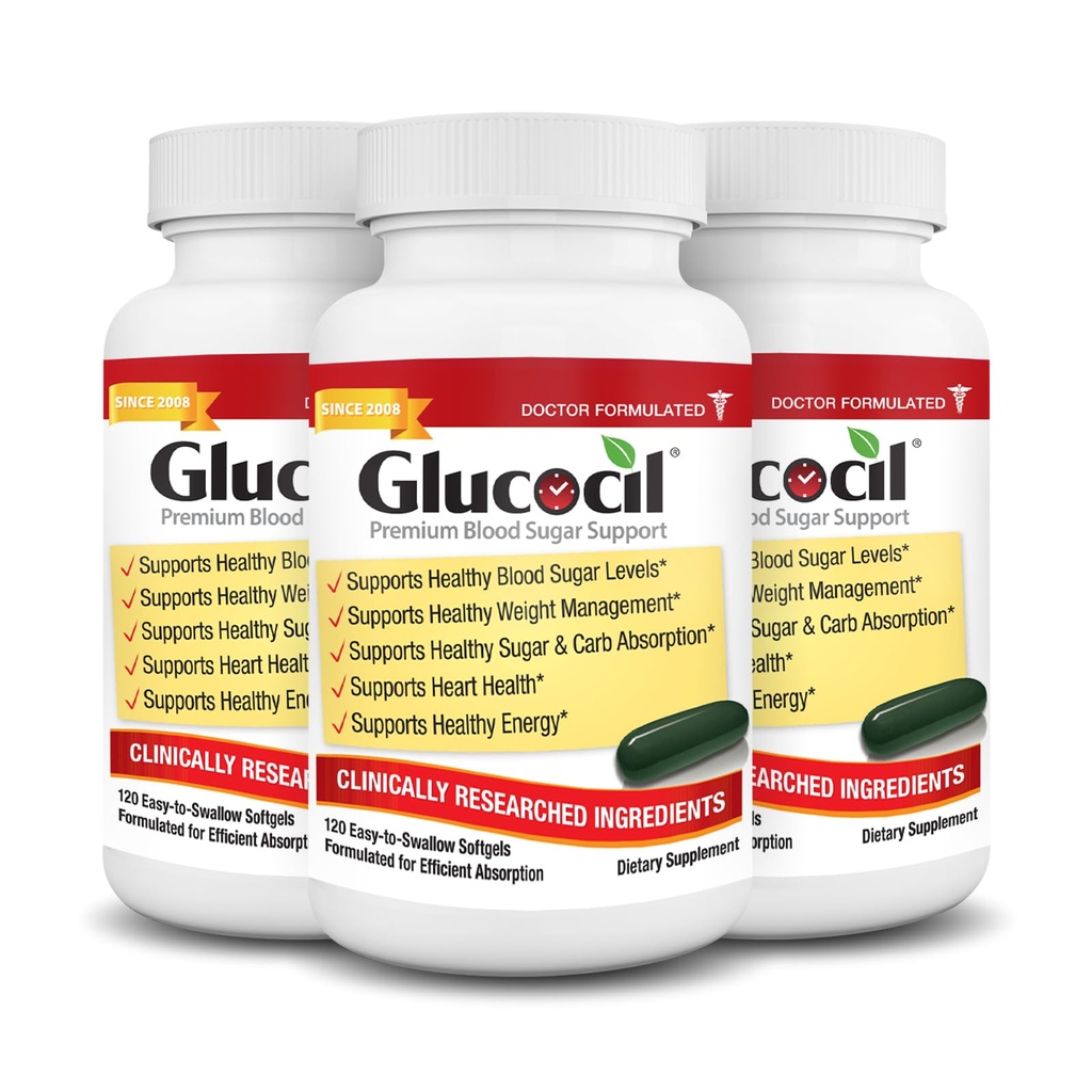 Glucocil – Softgels – Premium 血糖支持 – 超过200万瓶售出 – 支持所有 3 血糖基础 – 自2008年起,与柏柏林,独家Mulberry Leaf, 以及更多,3-Pack
