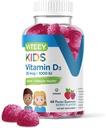 Viteey Vitamin D3 Kids Gummys 25mcg 1000 IU - Bone Health, Immune Health, 联合肌肉支持 - 蔬菜, Gelatin Free, Gluten Free, GMO Free - Tasty Chewable Berry Flavored (英语) - 口味可口的Berry Flawared