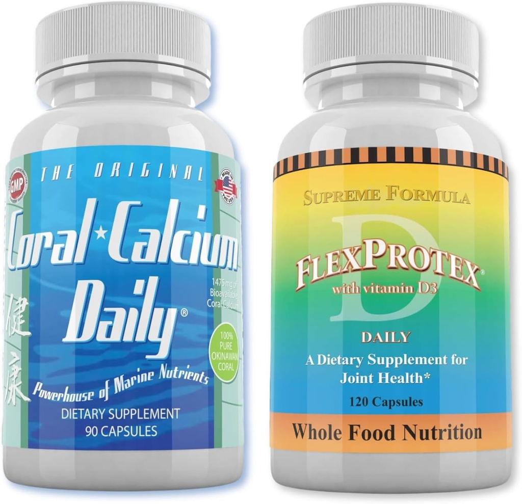 每日健康 -- -- 珊瑚钙日报和FlexProtex D Bone和联合支助Combo(1个月供应)
