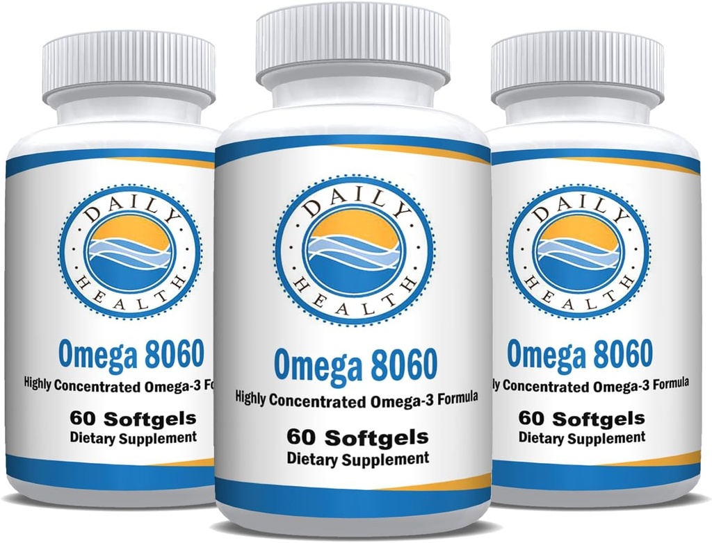 Omega 8060 2400mg Omega 3 鱼油联合健康补编 60 软胶 - 3个月供应 - 3pk
