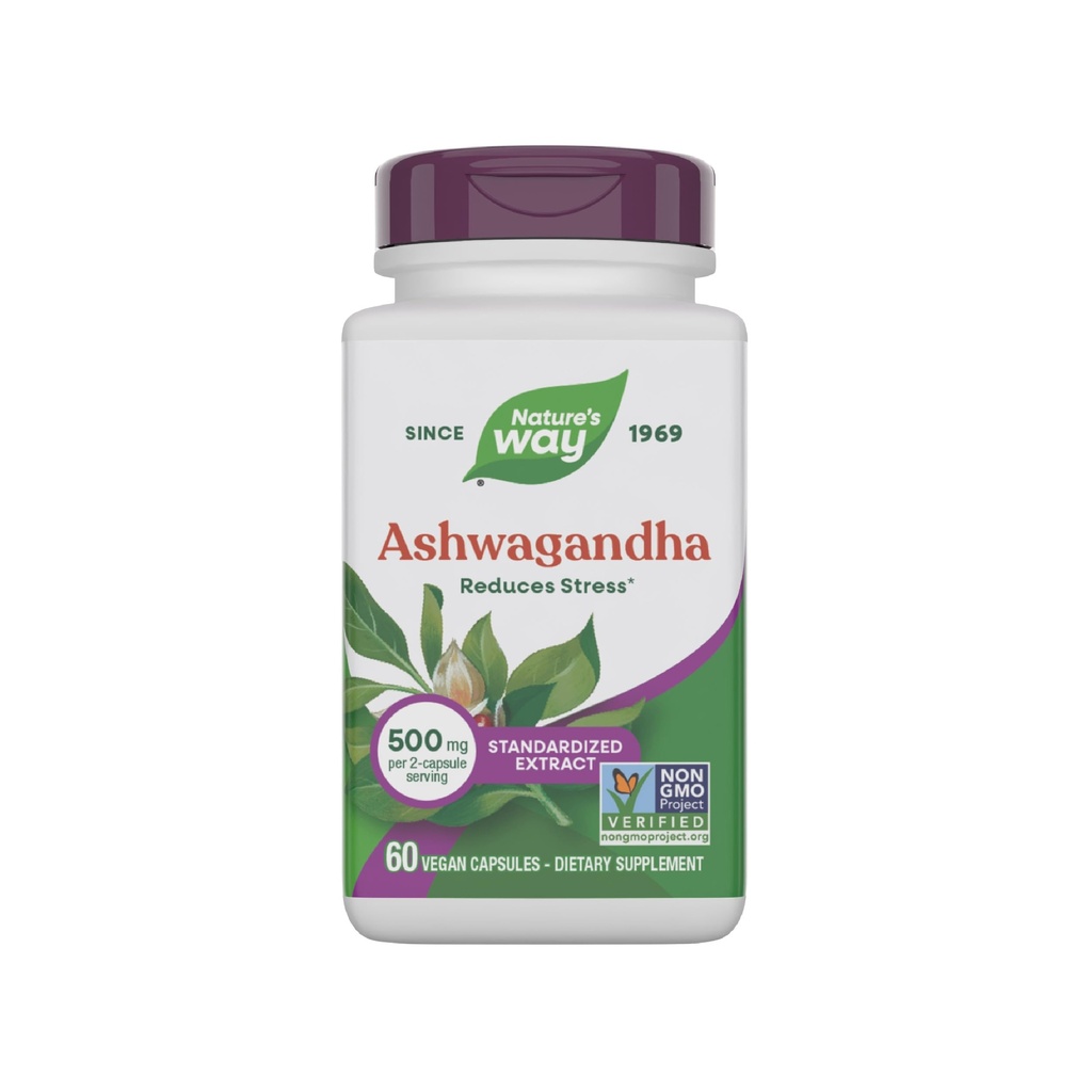 自然之道 Ashwagandha, 减轻压力*, Premium 提取,适应性*,非GMO项目验证, Vegan, 60 Capsules