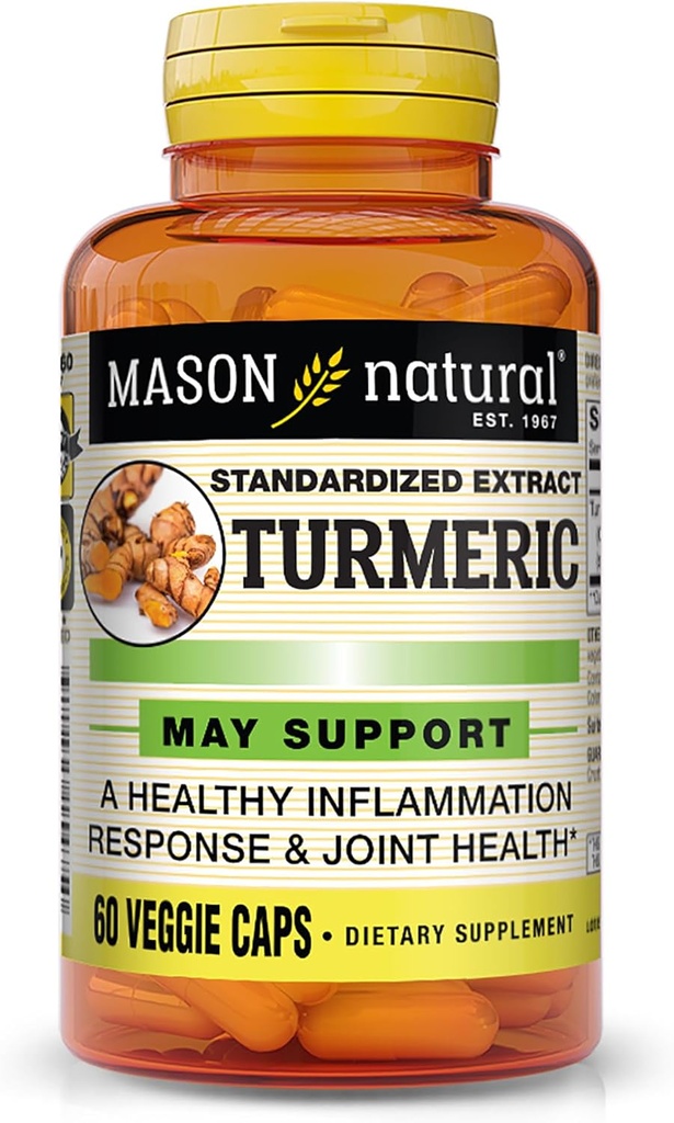 MASON NATURAL 500 mg,95%的Crucuminoids,全面健康与联合支持补充,60个植物型蔬菜
