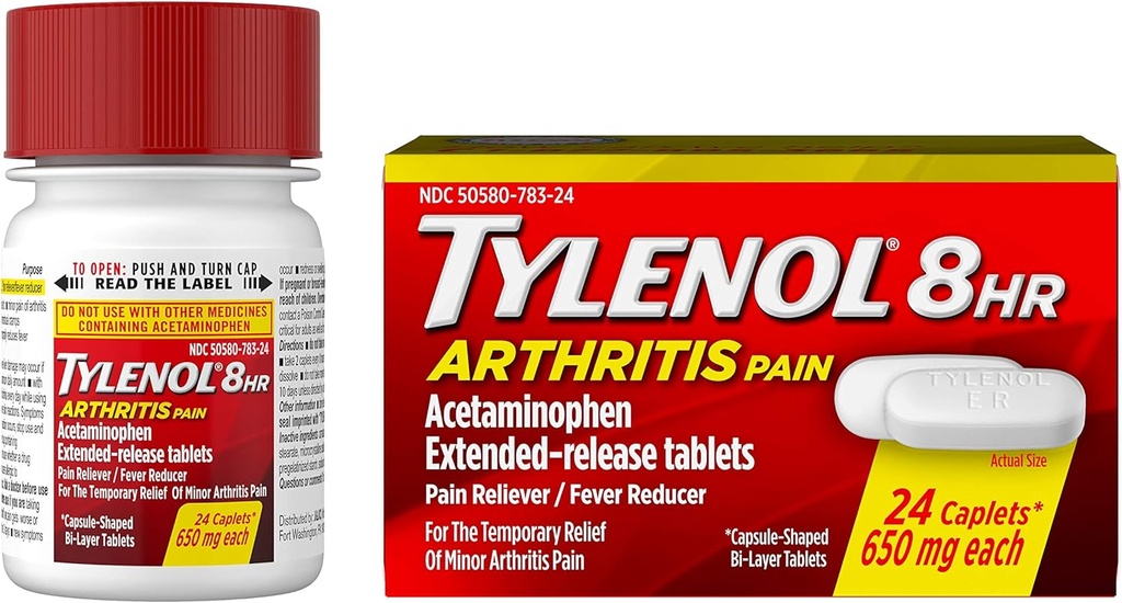 Tylenol 8 Hour 关节炎 止痛药片,用乙酰胺酚治疗联合疼痛,24厘米