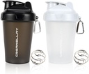 2 Pack Shaker瓶用于蛋白质混合剂,17 oz小蛋白质摇瓶与手,Gym Shaker杯与Blending Ball用于预选工作,BPA-Free & Dishwasher Safe(黑色,白色)