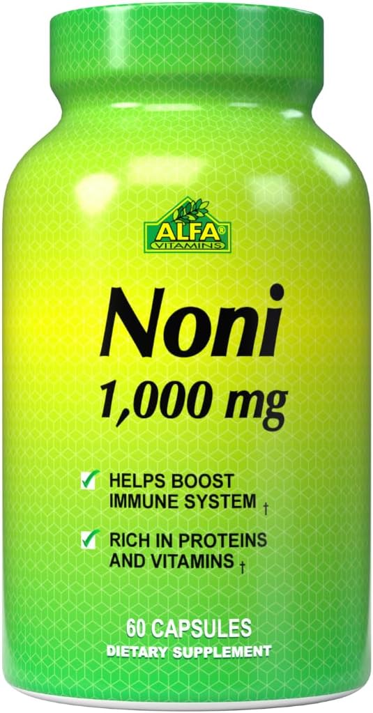 ALFA VITAMINS Noni 1000 Mg 60 Capsules - 人体最佳功能的通心剂 - 抗氧化剂