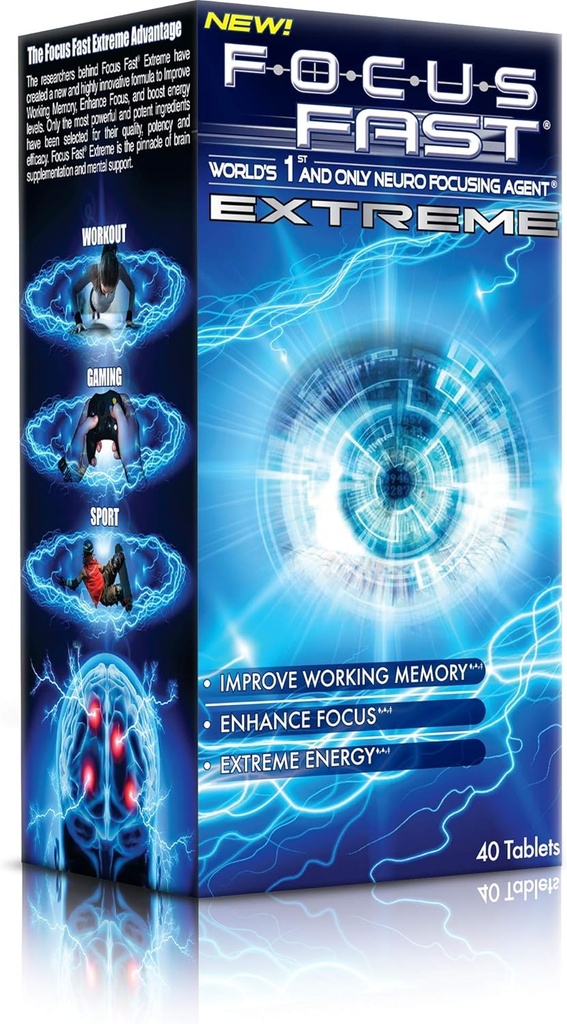 Focus Fast Extreme Nootropic 补编. 改善工作记忆, 增加焦点和助力能量, 如小到1小时! 促进警觉和认知的大脑药丸