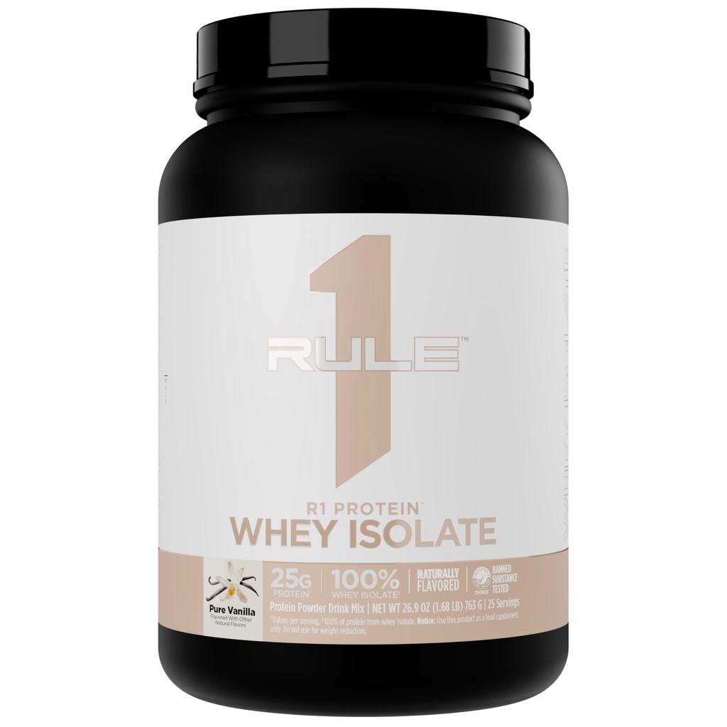 规则1 天然裂纹R1蛋白质Whei isolate - 含25g蛋白质 & 6g BCAA 纯隔离和水解源的清洁配方用于工作回收(1.7英镑*,纯香草)