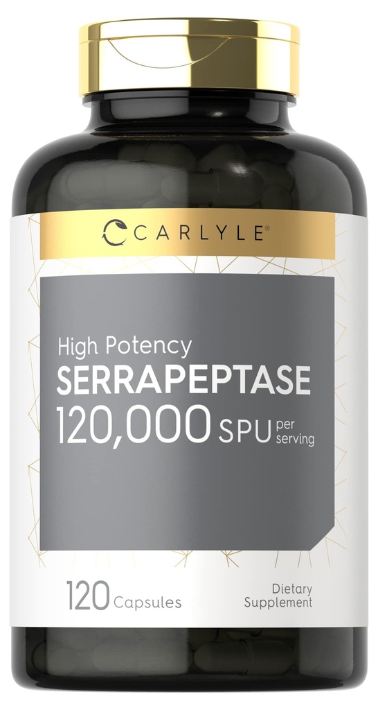 Carlyle Serrapeptase 120000 SPU 120 Capsules 支持辛纳斯健康 + Gluten 自由酶补充