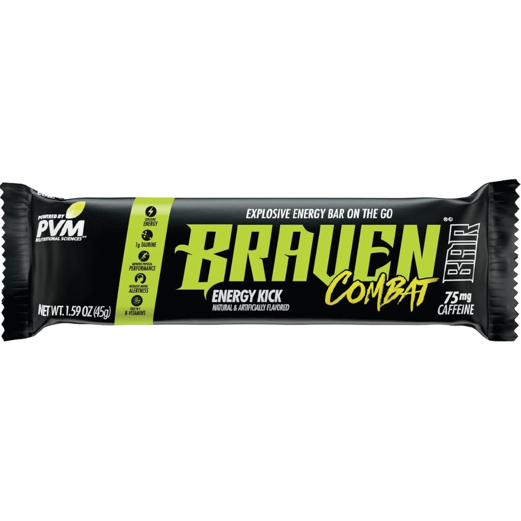 Braven Fattle Energy Kick Energy Bars with Cafeine (1.59 oz, pack of 20) – On-The-Go Energy Bars with 75mg Cafeine – Gluten Free Energy Snacks – 替代能源 厨师加咖啡因