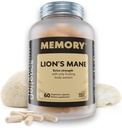 Lions Mane Supplements - 大脑、记忆和免疫支持的Nootropic蘑菇补充 QQ 聚焦、能源和认知井的果实提取 60 Vegan Capsules