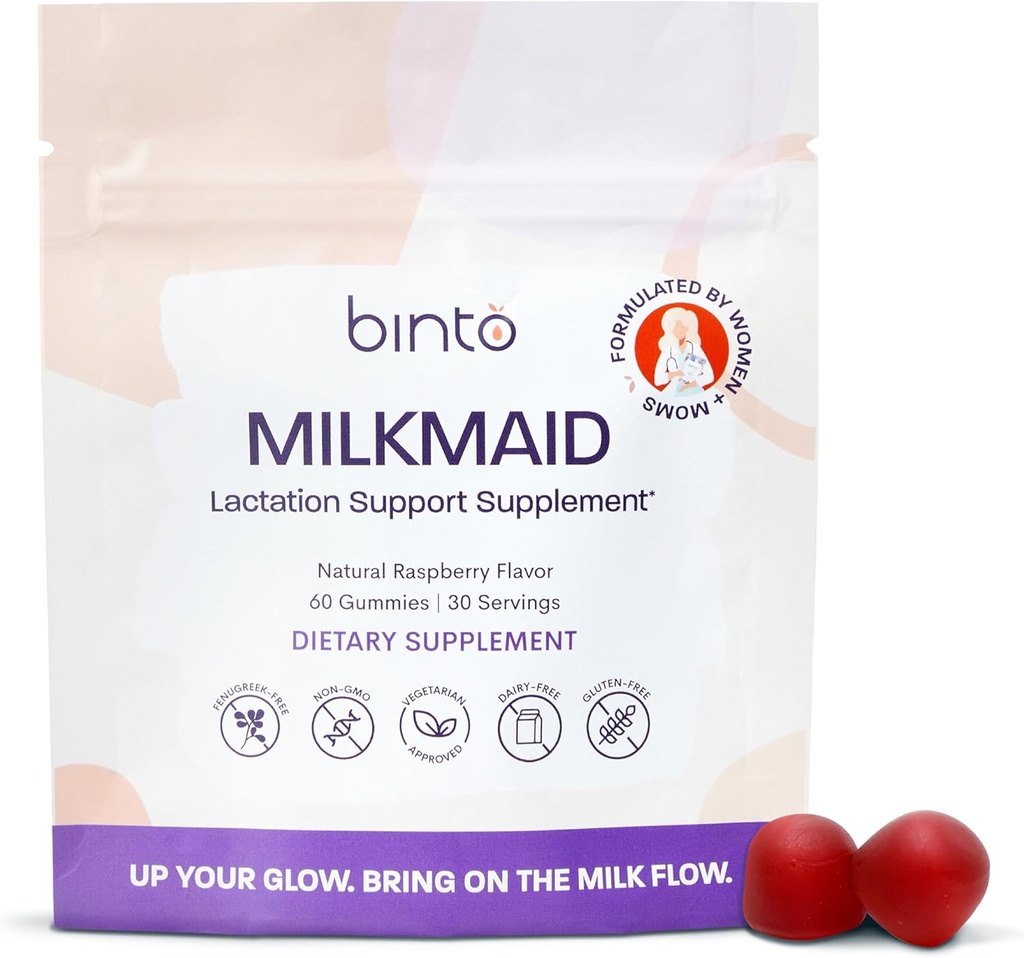Binto Milkmaid Gummys是一款对哺乳母亲的美味乳制品支助——支持健康乳制品和乳制品供应(30天供应)