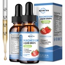 2 Pack Liquid Magnesium Glycinate Drops with Taurate & Citrate, Calm Magnesium with Omega3, L-Theanine, Potassium, Ashwagandha, Vitamin for Sleep, Muscle, Immune Health, Sugar-Free Strawberry Flavor