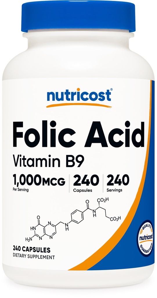 Nutricost Folic Acid (Vitamin B9) 1000 mcg, 240 Capsules