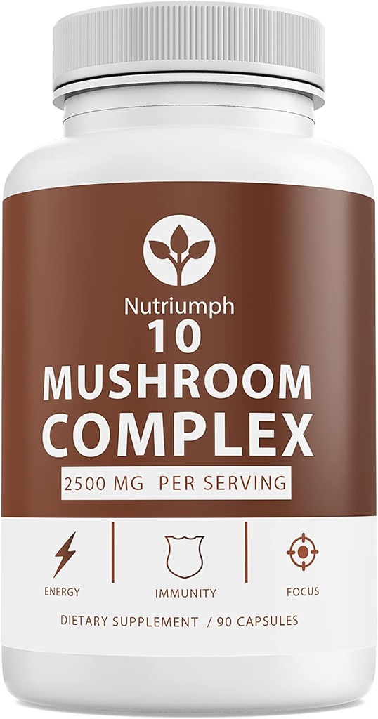 蘑菇补充剂 2500mg - 90 Capsules - 10 Mushro Master Blend - Lions Mane Reishi Cordyceps Chaga Maitake, Shitake Turkey Tail Mushrops 补充蘑菇综合剂 Capsules