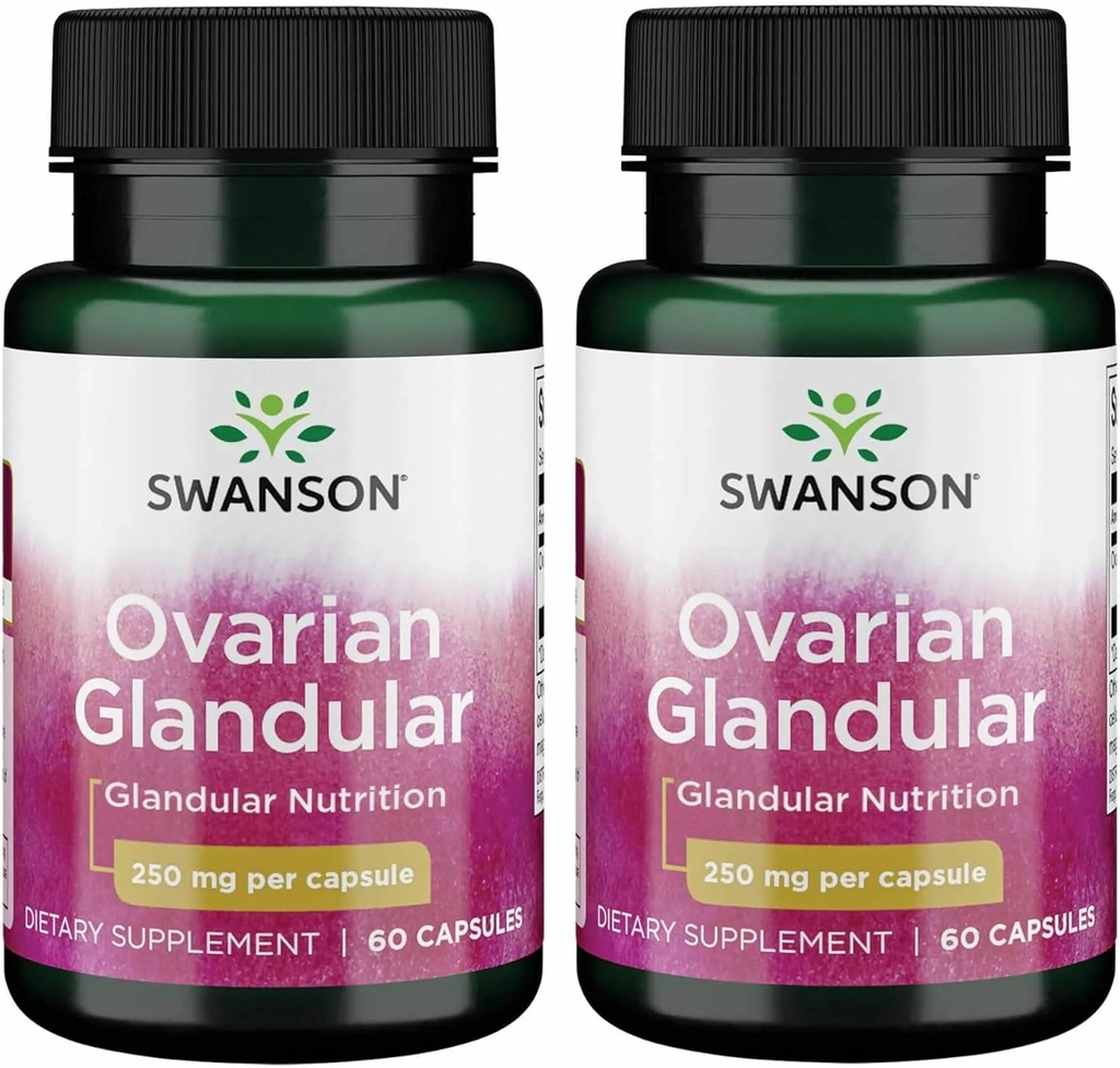 Swanson Ovarian Glandular - 促进妇女Glandula健康与平衡支助的自然补充 - 来源于支持健康的Premium Bovine 组织 - (60 Capsules,每件250毫克) (2包)