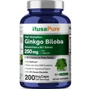 NusaPure Ginkgo Biloba 50:1 抽取物,每瓶Veggie Caps 200 Capsules(Vegetarian、N-GMO、Vegan)250毫克至12,500毫克